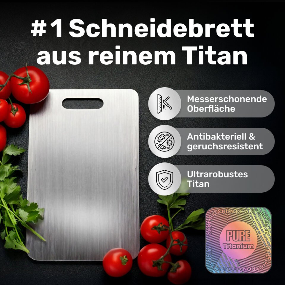 Katori Schneidebrett aus Titan mit frischen Zutaten
